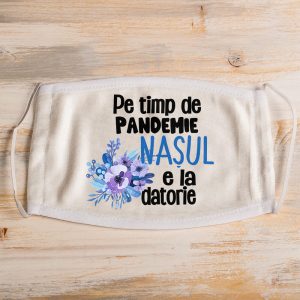 masca „Naș - flori albastre - la datorie”